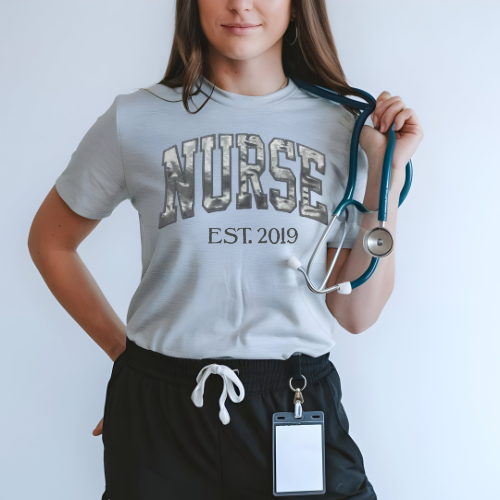 Silver Metallic NURSE T-Shirt