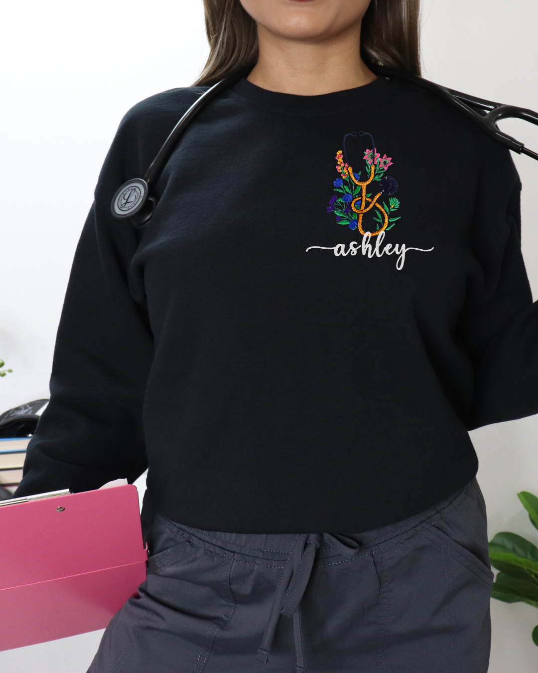 Floral Stethoscope Crewneck