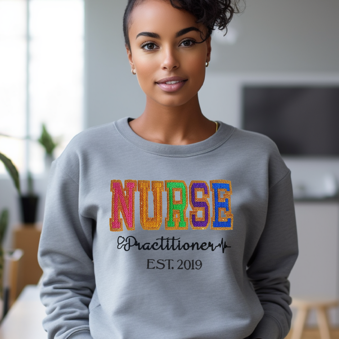 Faux Chenille Practitioner Embroidery Sweatshirt