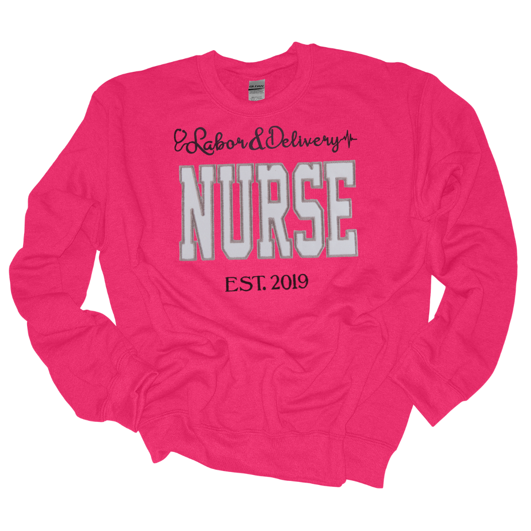 White Glitter L&D Nurse Sweatshirt