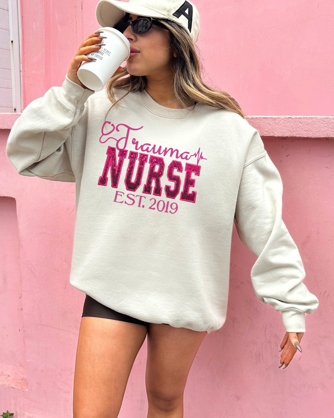 Sequin Glitter Trauma Nurse Crewneck
