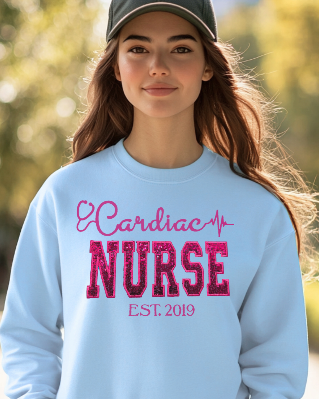 Sequin Glitter Cardiac Nurse Crewneck