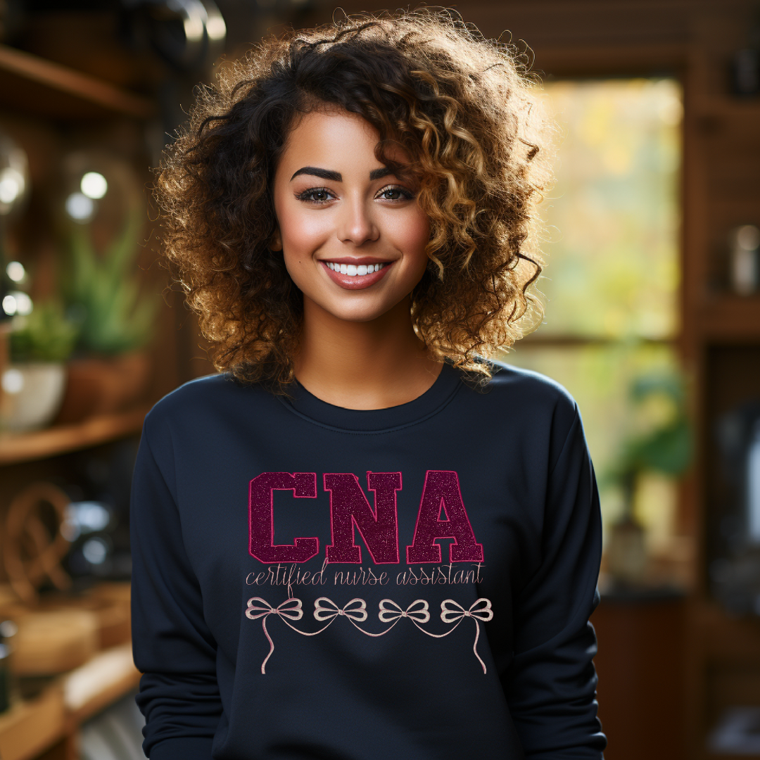Glitter Bow CNA Crewneck