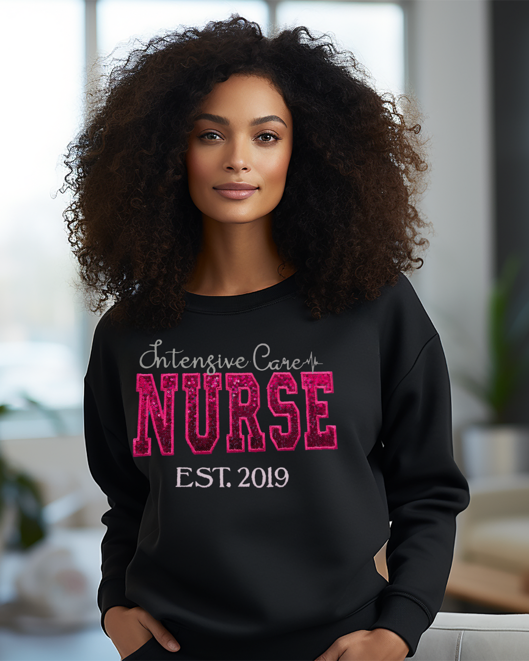 Sequin Glitter Intensive Nurse Crewneck