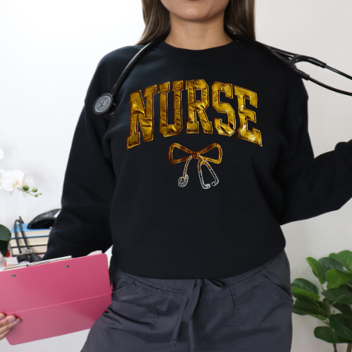 Gold Metallic Embroidery Crewneck