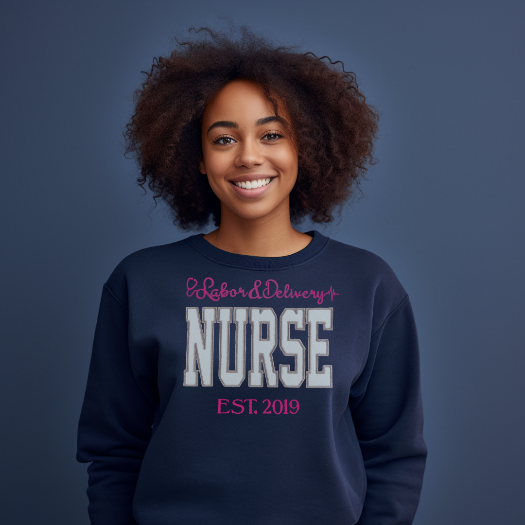 White Glitter L&D Nurse Sweatshirt