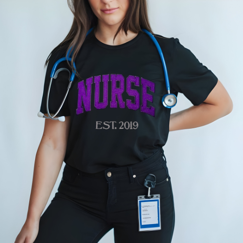 Purple Glitter NURSE T-Shirt