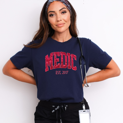 Sequin Embroidery Paramedic T-Shirt