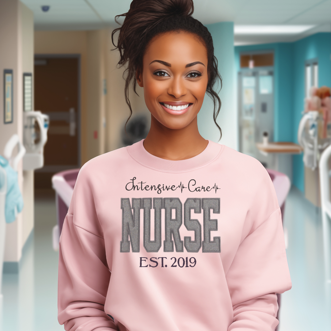 Grey Glitter ICU Nurse Hoodie