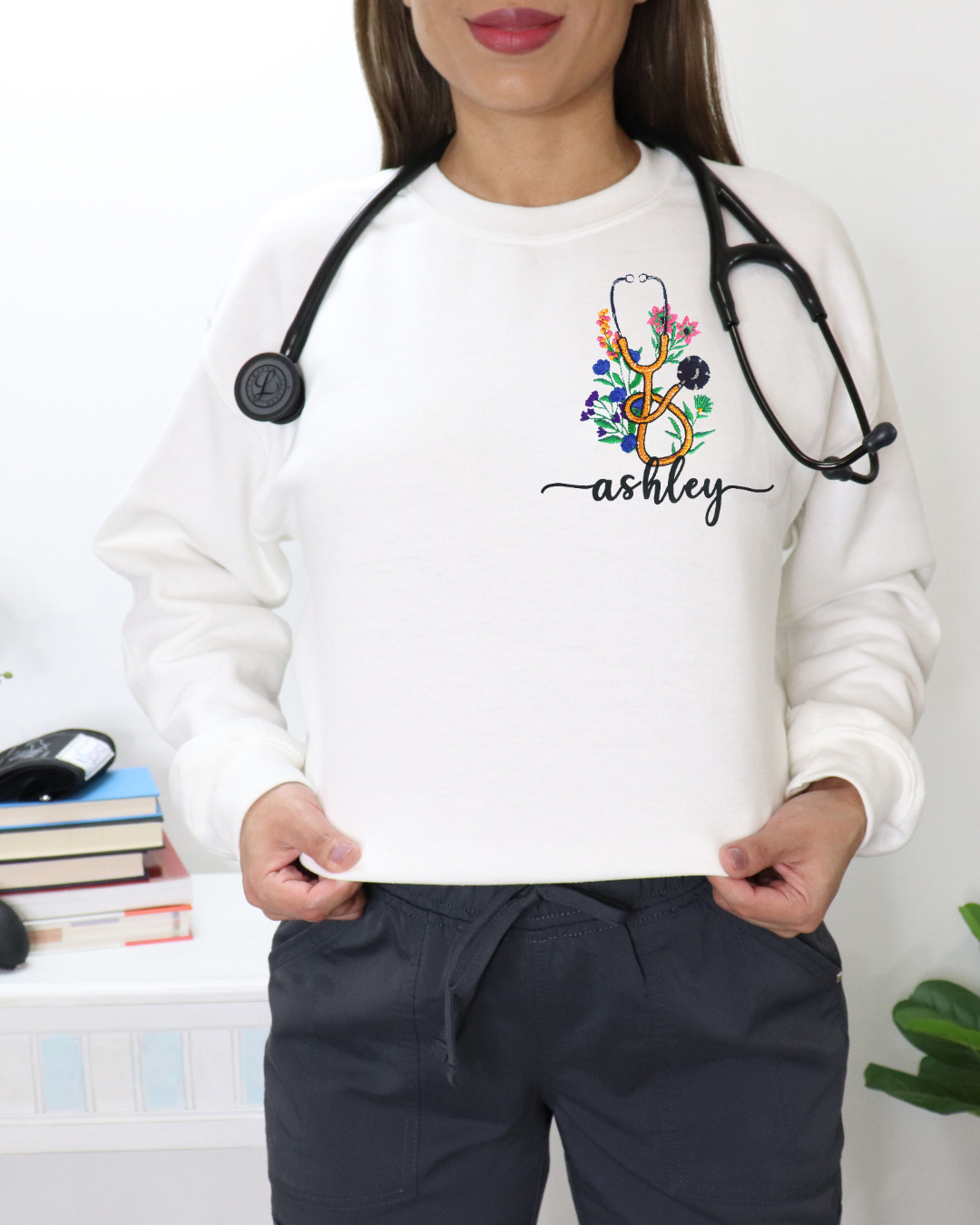 Floral Stethoscope Crewneck
