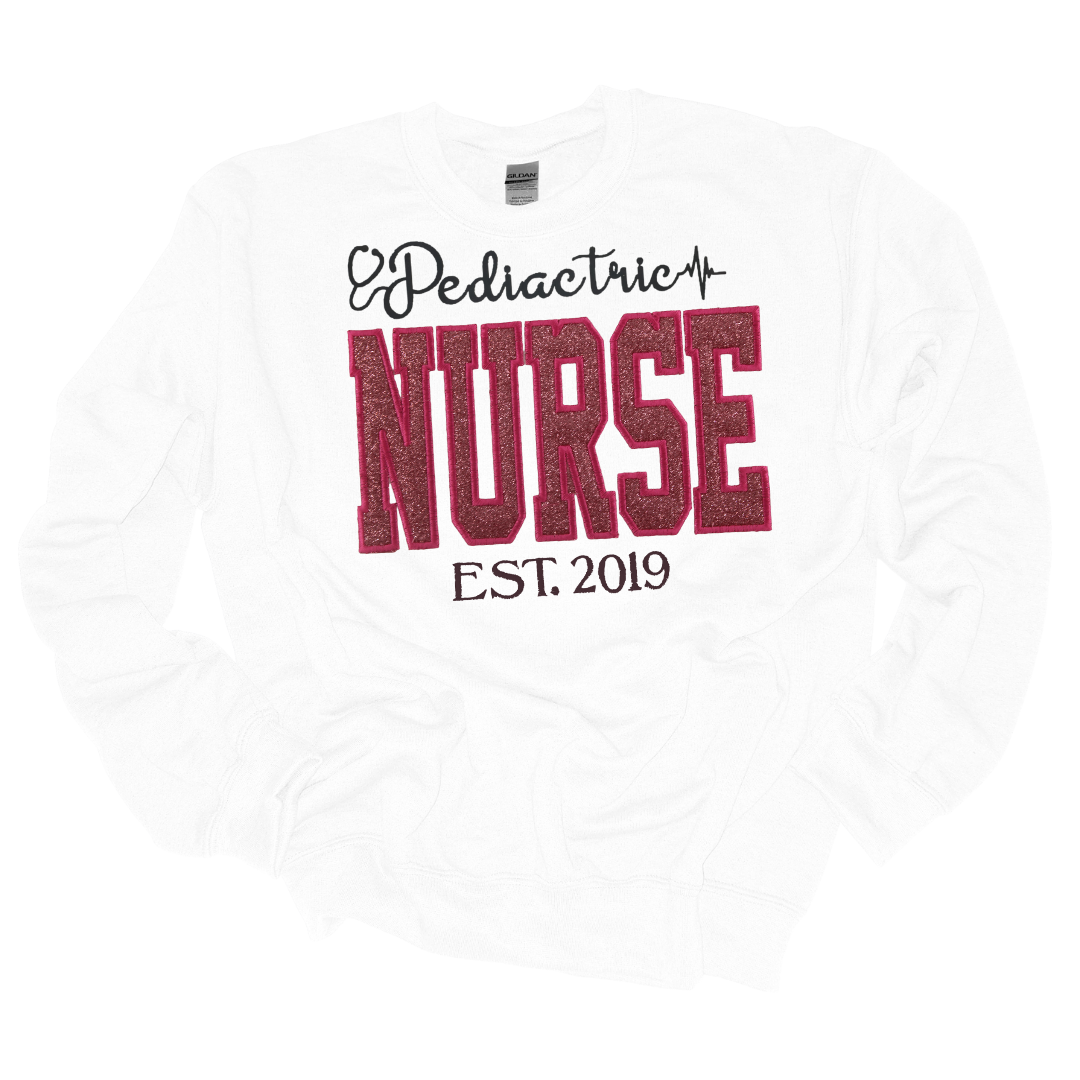 Pink Glitter Pediatric Nurse Hoodie