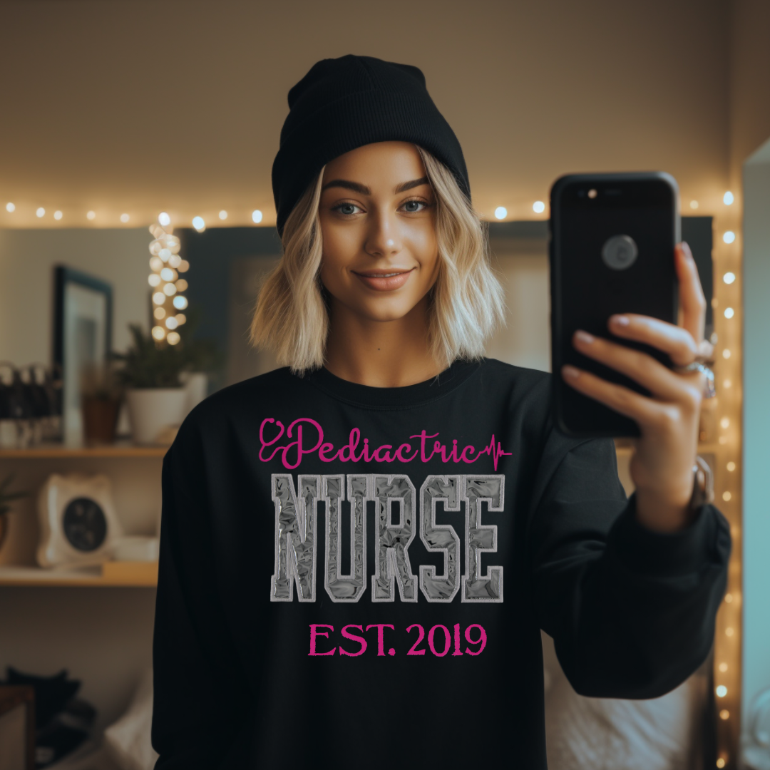 Shiny Pediatric Nurse Embroidery Hoodie