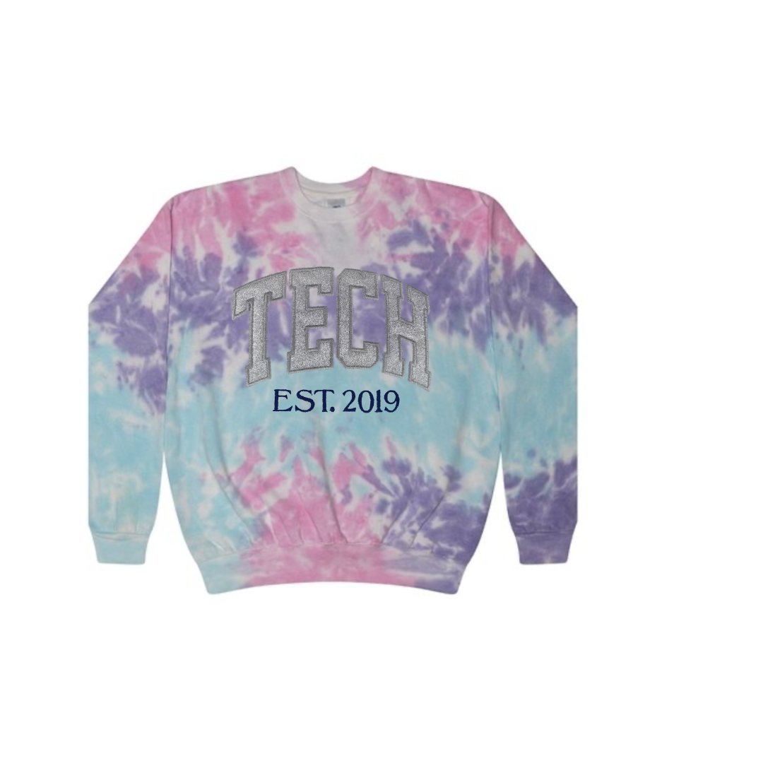 Light Glitter Tie Dye Tech Sweatshirt