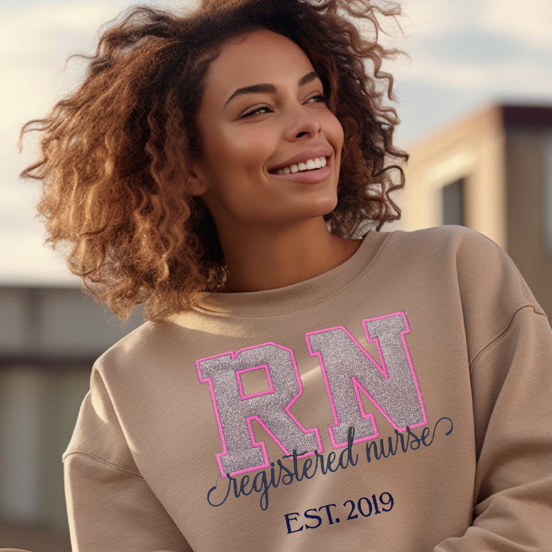 Glitter Registered Nurse Over Sweatshirt