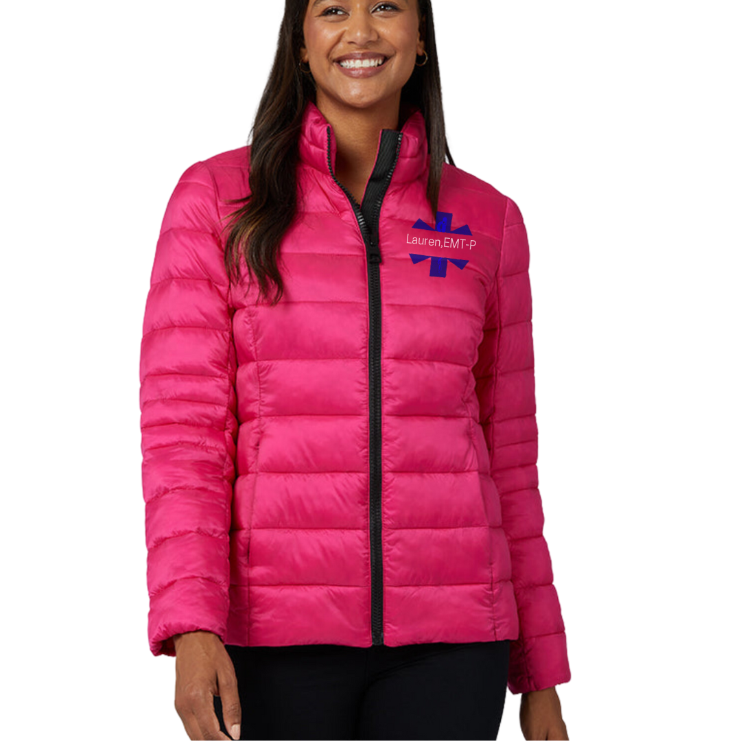 Embroidered Medic Puffer Jacket Cute Custom Outerwear