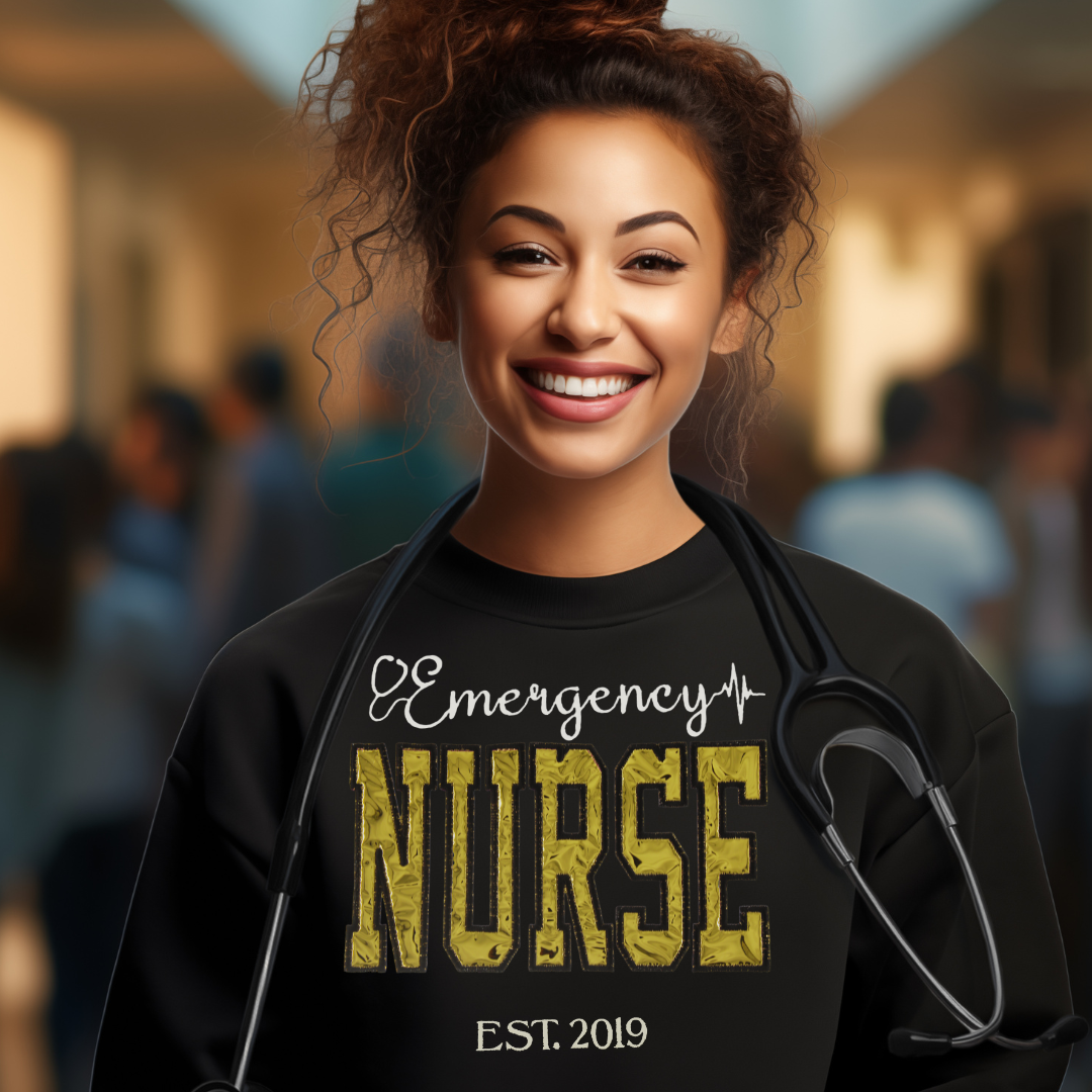 Gold Shiny Metallic Emergency Nurse