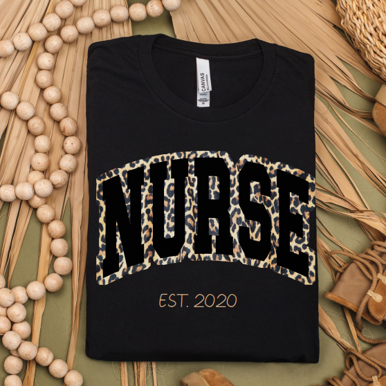 Black Leopard NURSE T-Shirt