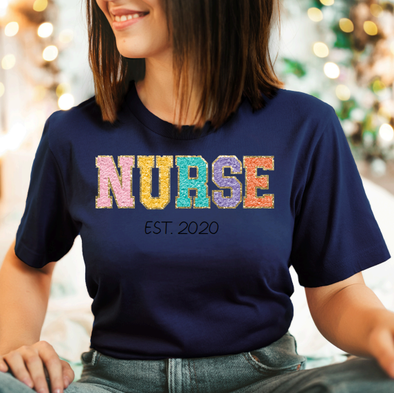 Faux Chenille NURSE T-Shirt