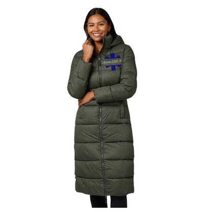 HOODED Embroidered Medic Puffer LONG Custom COAT