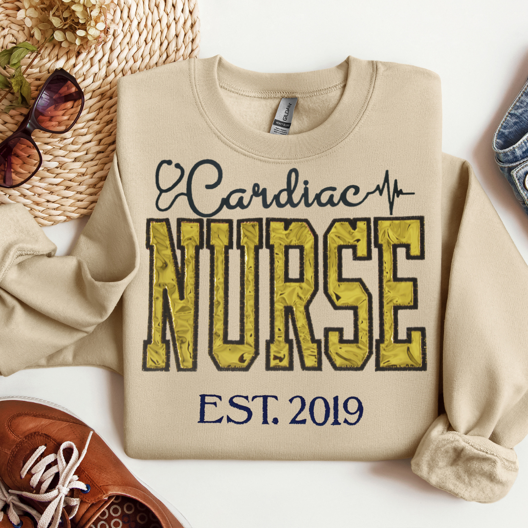 Cute Trendy Metallic Cardiac Nurse Embroidery Hoody-Custom Design