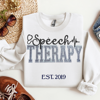 Colorful Trendy Graphic Speech Therapy Embroidery Hoodie Sweatshirt