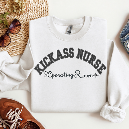 Trendy Popular OR Nurse Hoodie Crewneck Popular Fun Cute Embroidery Design