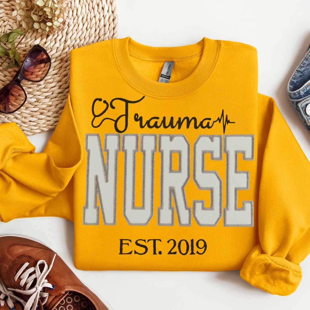 Cute Glitter Trauma Sweatshirt Hoodie Nurse Embroidery Popular Design