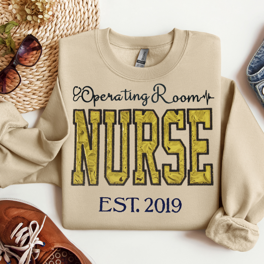 Cute Trendy Metallic OR Nurse Embroidery Hoody-Fun Custom Design