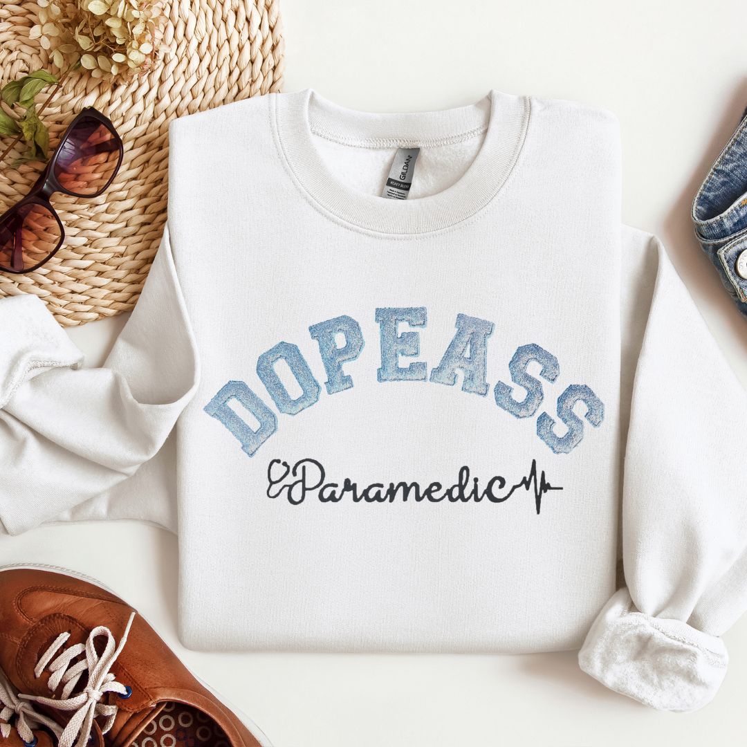 Dopeass Sparkly Cute Trendy Embroidery Glitter Paramedic Hoodie Sweatshirt