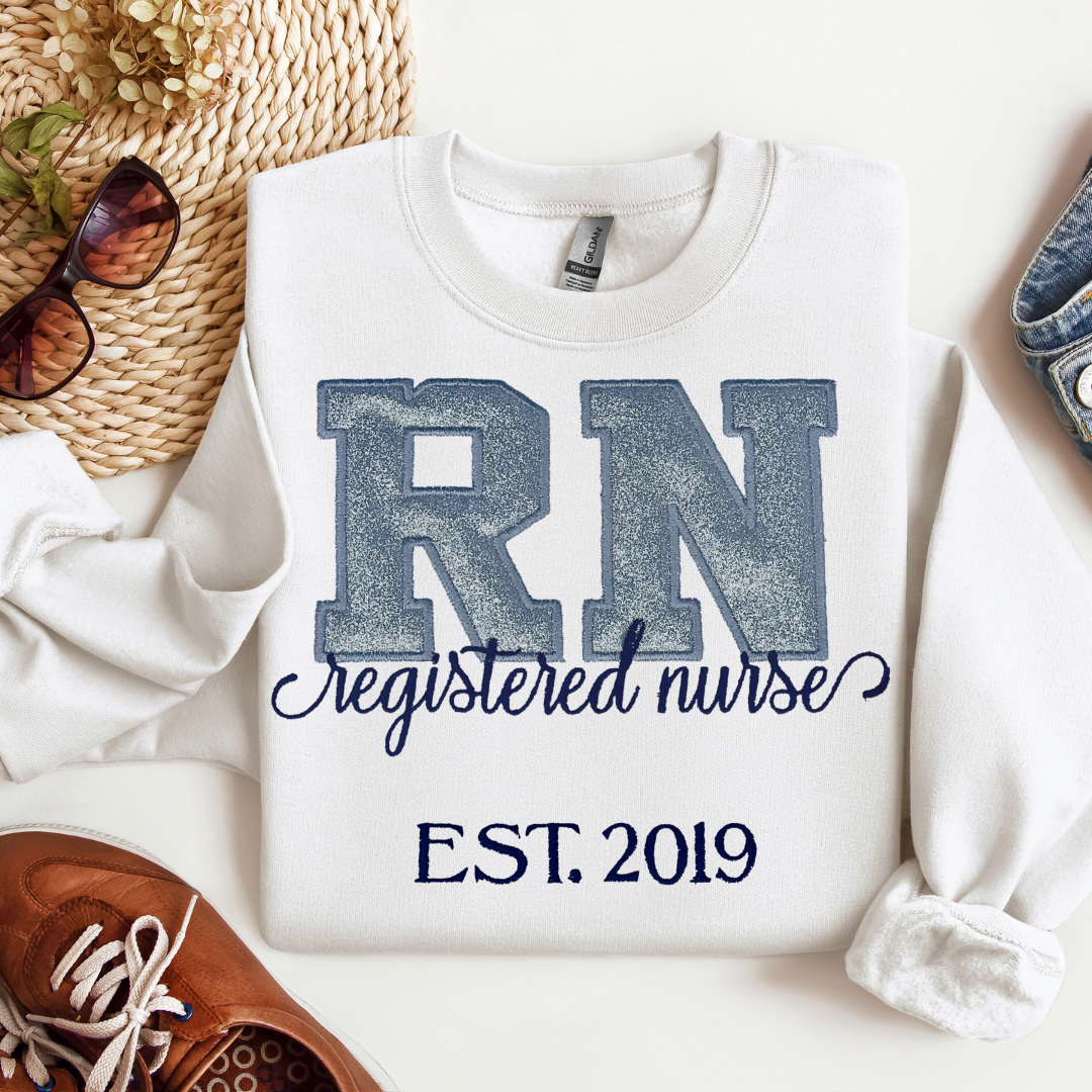 Glitter Registered Nurse Over Cute Crewneck
