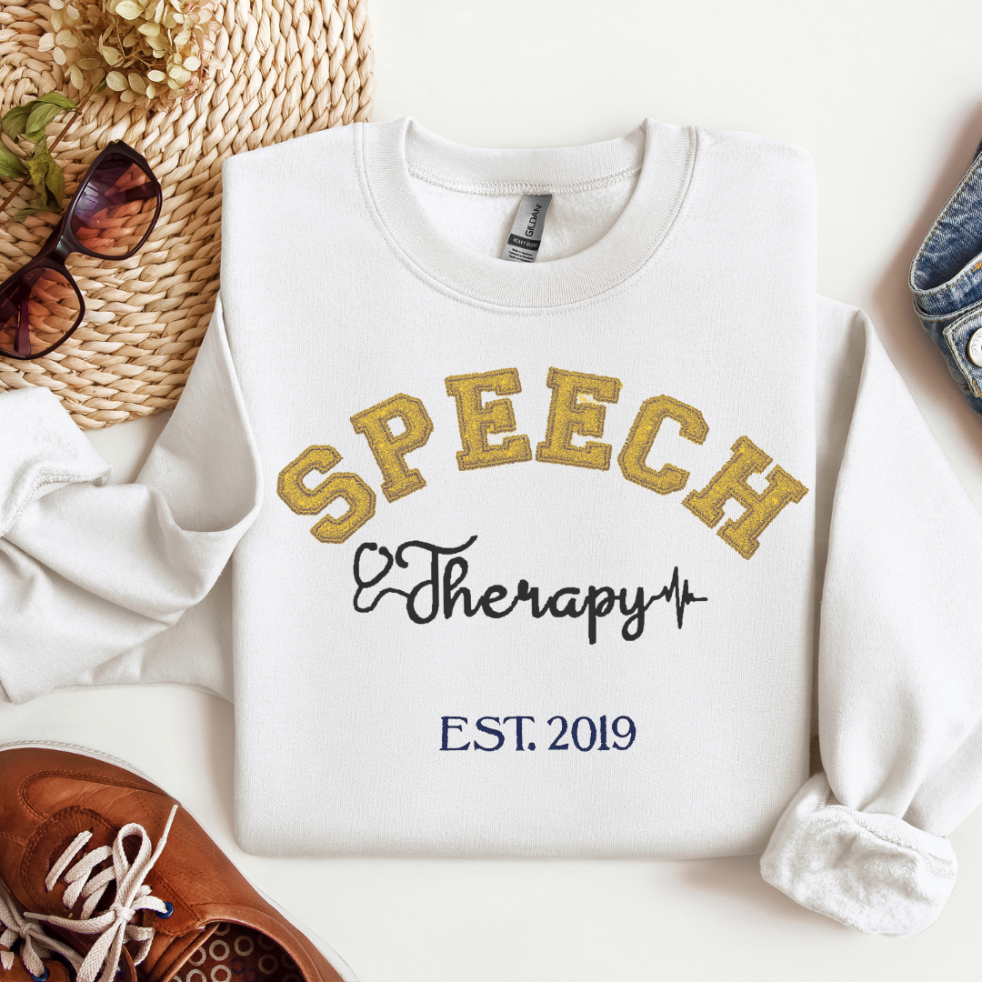 Trendy Gold Unique Speech Therapy Embroidery Hoodie Sweatshirt