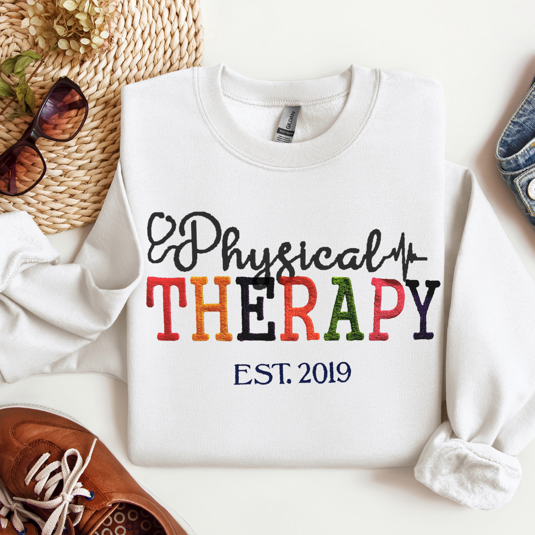 Colorful Trendy Glitter Physical Therapy Embroidery Hoodie