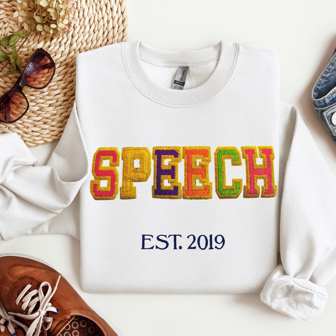 Faux Chenille Speech Therapy Embroidery Hoodie Sweatshirt