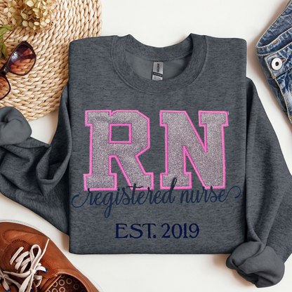 Glitter Registered Nurse Over Sweatshirt