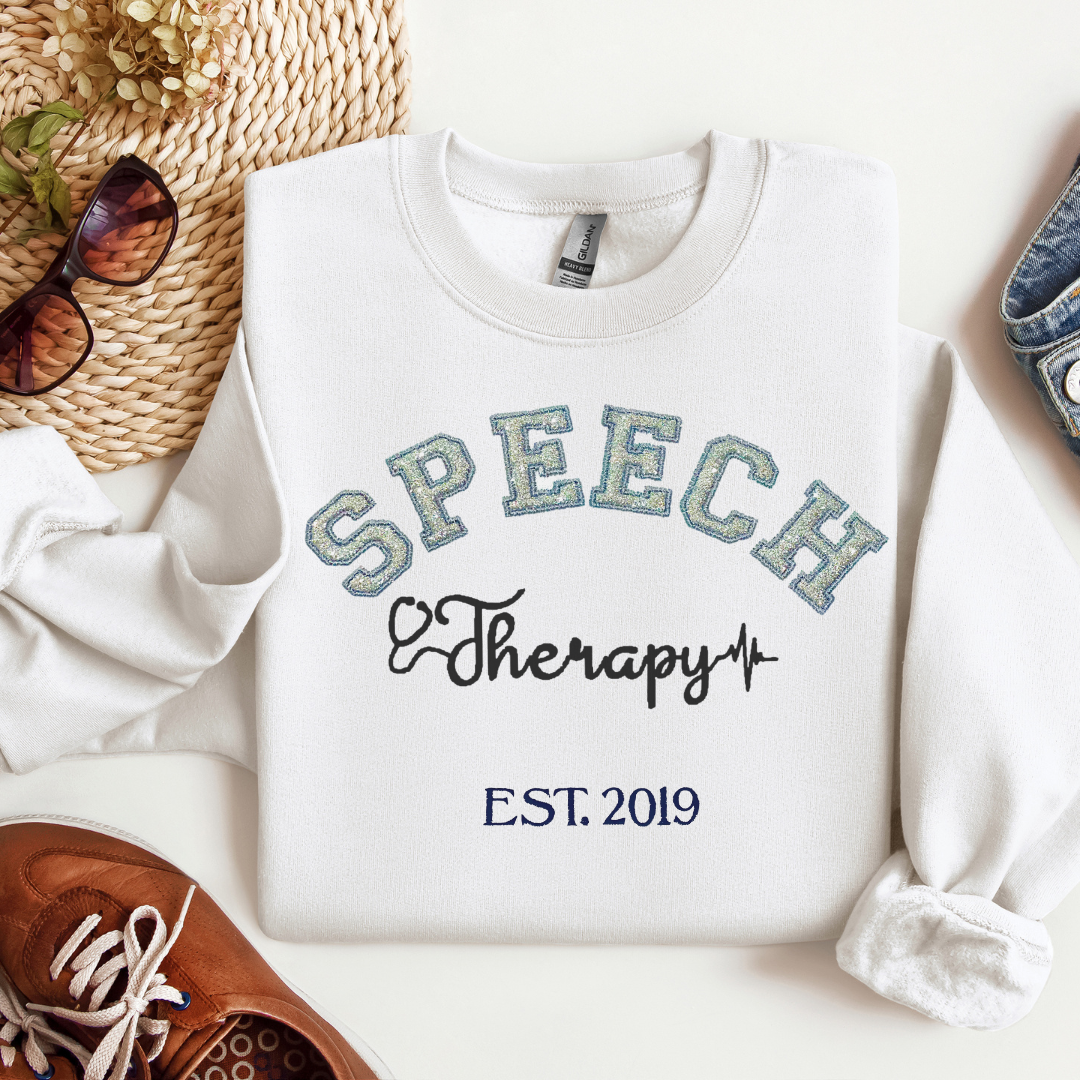 Trendy Silver Unique Speech Therapy Embroidery Hoodie Sweatshirt