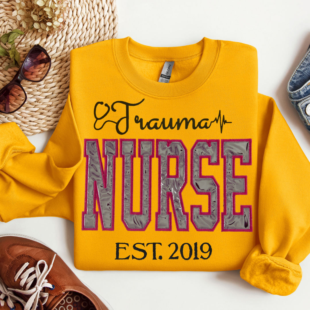 Fun Trendy Sparkle Trauma Nurse Popular Embroidery Sweatshirt Hoodie