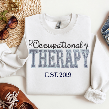 Colorful Trendy Graphic Occupational Therapy Embroidery Hoodie Sweatshirt