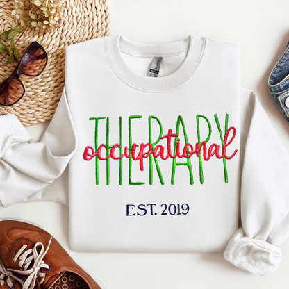 Colorful Trendy Occupational Therapy Embroidery Hoodie