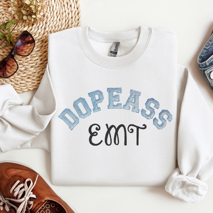 Popular Bold Glitter Embroidery Trendy Dopeass EMT Hoodie Sweatshirt