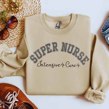 Fun Stylish Super ICU Nurse Top Trendy Hoodie Crewneck Eye-Catching Design