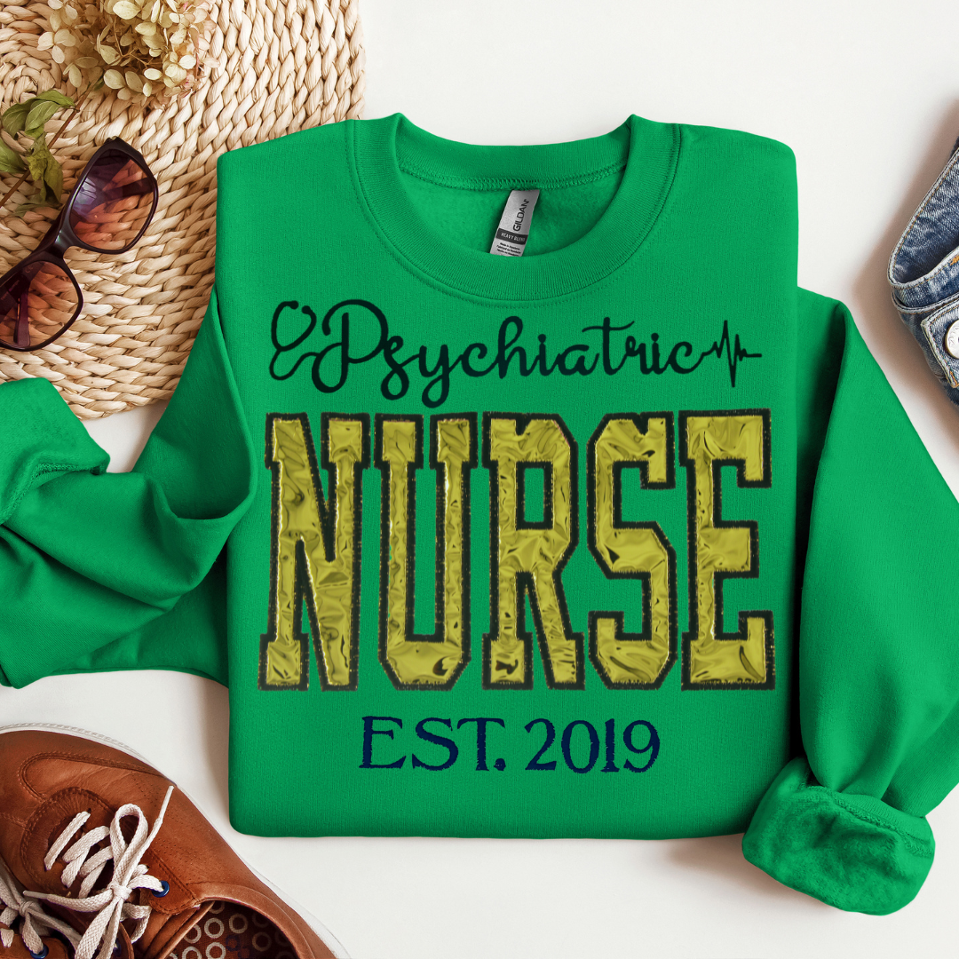 Cute Trendy Metallic Psych Nurse Embroidery Hoody-Custom Design