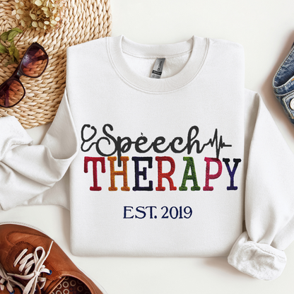 Colorful Unique Speech Therapy Embroidery Hoodie Sweatshirt