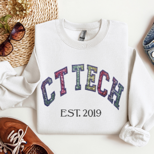 Sequin Rainbow CT TECH Embroidery Crewneck