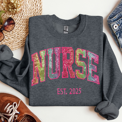 Sequin Rainbow Nurse Sweatshirt