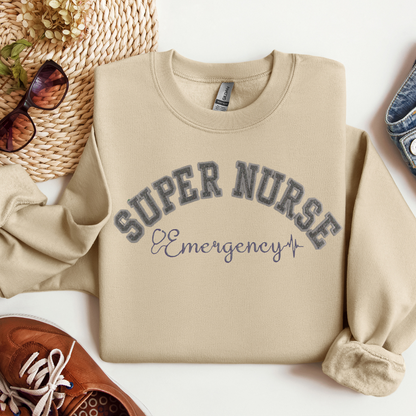 Fun Stylish Super ER Nurse Top Trendy Hoodie Crewneck Eye-Catching Design