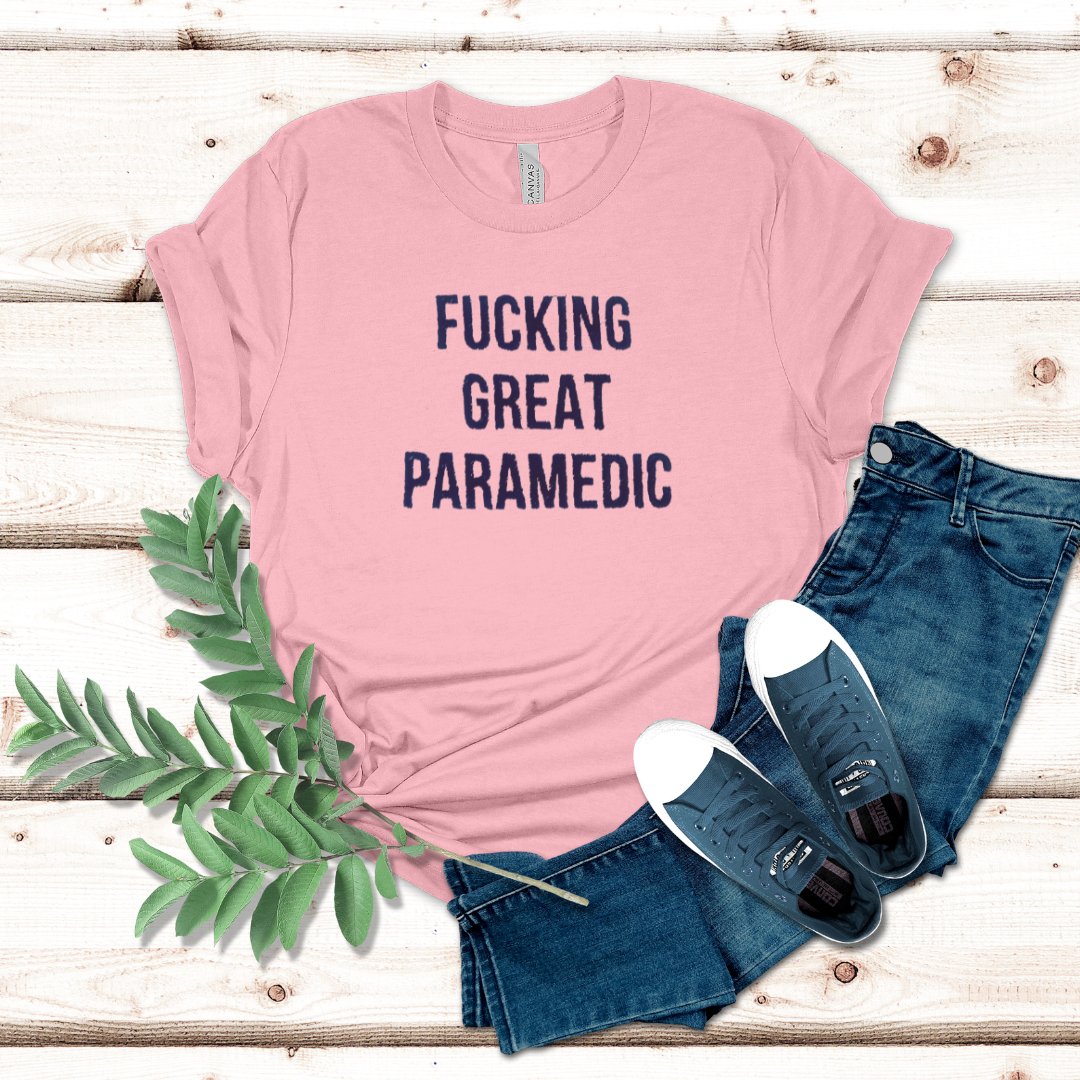 Personalized Trendy Eye Catching Fun Embroidery Great Paramedic T-shirt