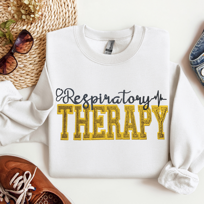 Trendy Gold Respiratory Therapy Embroidery Sweatshirt