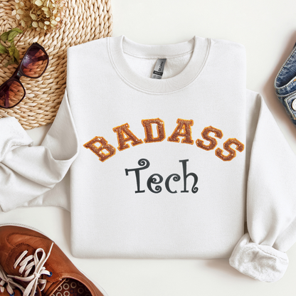 Badass Glitter Trendy Graphic Unique Nurse Tech Embroidery Crewneck