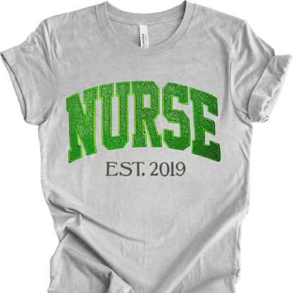 Green Glitter NURSE T-Shirt