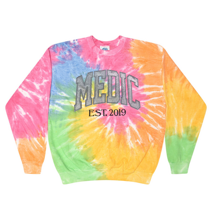 Paramedic Glitter Custom Trendy Tie Dye Sweatshirt Hoodie Embroidery